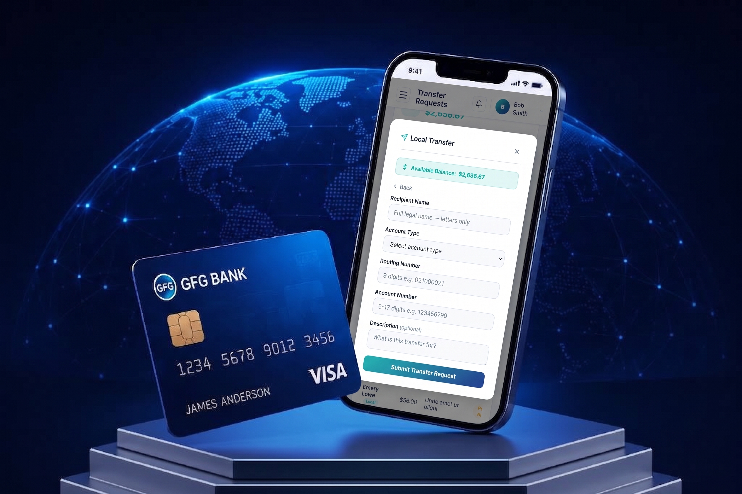 Send money with GFG Bank card and mobile